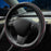Nappa Leather Ultra-Thin Steering Wheel Cover, for Tesla Model 3/Y Steering Wheel Cover, Non-Slip Design and Interior Modification of Car Accessories （Black and Red）