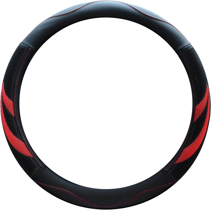 Microfiber Leather Steering Wheel Cover Breathable Auto Car Steering Wheel Cover for Women and Men Universal 15 Inches Red