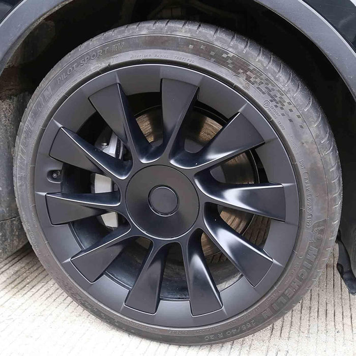 For Tesla Model Y 20 Inch Wheel Rim Protector Hubcaps Induction Wheels Rim Cover Tire Trim Rings Matte Black 4Pcs Model Y Accessories