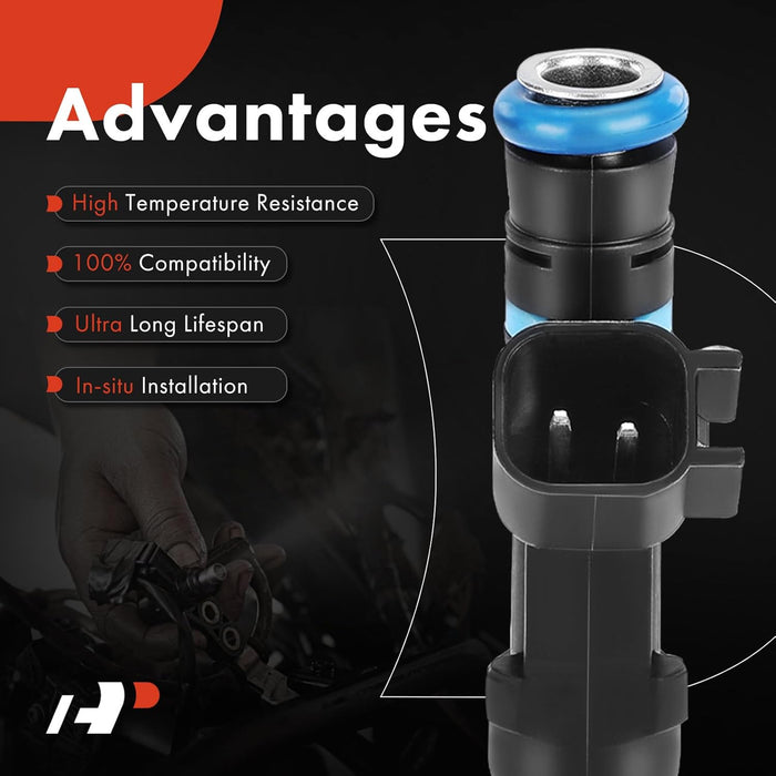 Fuel Injectors Compatible with Jeep Grand Cherokee, Liberty & Dodge Ram 1500, Durango, Nitro, Dakota & Ram 1500, Dakota & Mitsubishi Raider, V6 3.7L, Set of 6, Replace# 0280158020
