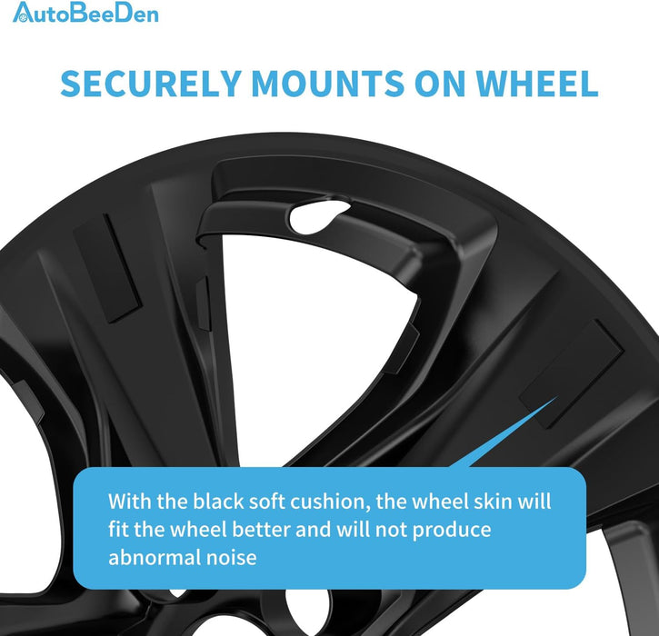 4-Pack Wheel Skins Compatible with Toyota RAV4 / RAV4 Hybrid 2019 2020 2021 2022 2023 2024, 17" 17 Inch Alloy Wheel, Snap-On Wheel Cover Replacement, Black Color