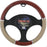 Dark Wood Grain Car Steering Wheel Cover, Standard 15 Inch with Beige Faux Leather Grip, Made to Fit Most Auto Truck Van SUV