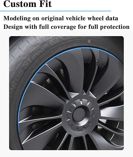 Hubcap Wheel Cover Replacement Compatible with 2017-2023 Model 3 R18 Aero Hub，Uberturbine Style Wheel Rim Protector ABS Kit Accessories Improvement -Set of 4 without Center Stickers（18-Inch Black）