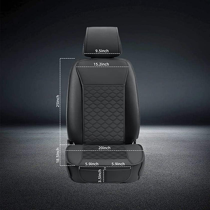 2Pcs Front Car Seat Covers Leather Water Proof Seat Protector Universal Fit for Most Cars Suvs and Trucks Black