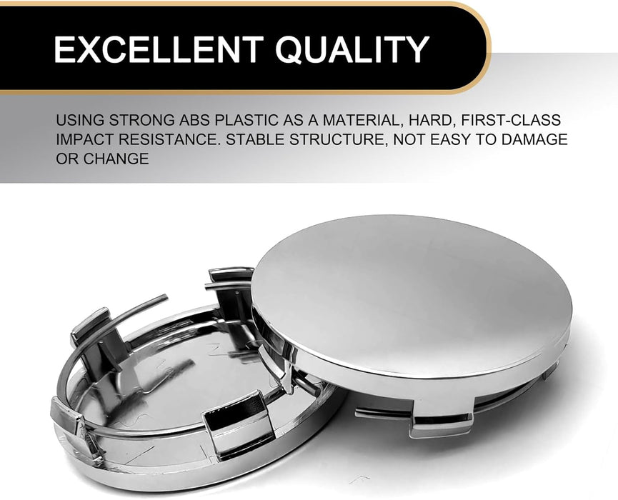 4 PCS Car Wheel Center Hub Cover, 60Mm/2.36In Outer Diameter and 56Mm/2.2In Inner Diameter, Snap-In Vehicle Rim Hub Caps Accessories (Silver)
