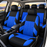 Car Seat Covers for 5 Seats Universal, Fabric Breathable Car Front & Rear Seat Protectors, with Tire Track Details.