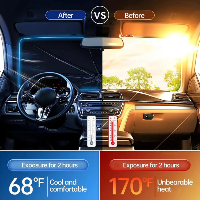 2026 Model Foldable Car Front Window Sunshade Cover, 90-Degree Rotatable UV Protective Sunshade, Compatible with Sedans and Trucks
