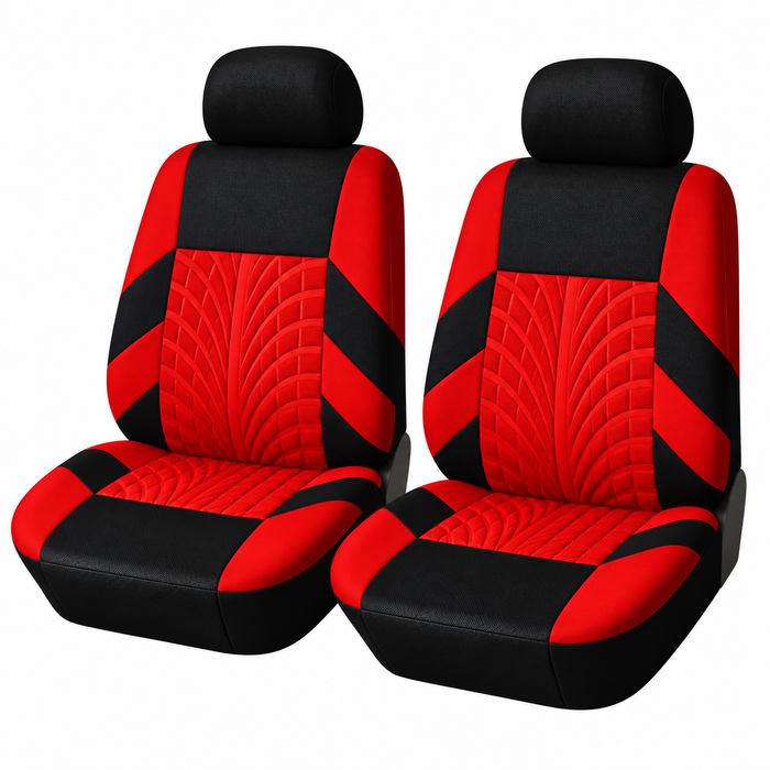 Car Seat Covers for 5 Seats Universal, Fabric Breathable Car Front & Rear Seat Protectors, with Tire Track Details.