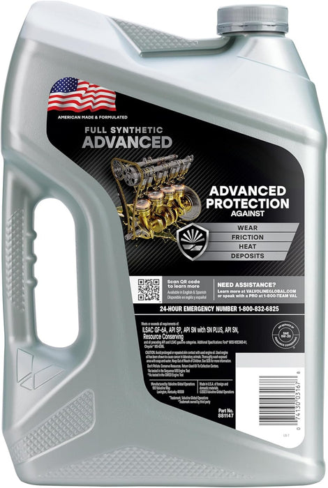 Advanced Full Synthetic SAE 5W-20 Motor Oil 5 QT, Case of 3