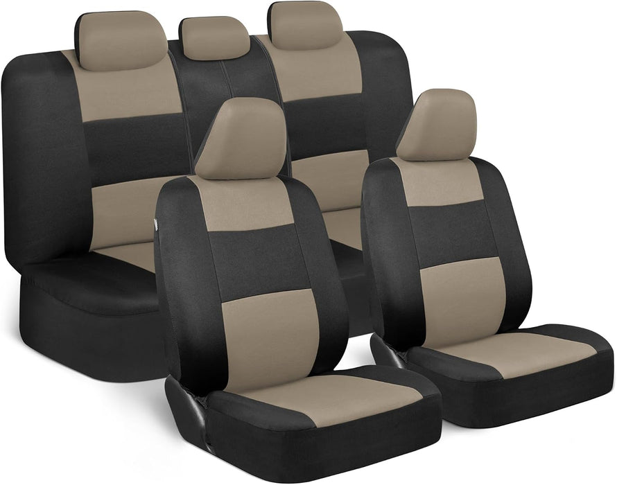 Revamp Your Ride with Our Stylish Red and Black PolyPro Car Seat Covers Full Set – Easy Installation for Front and Rear Seats in Trucks, Vans, and SUVs