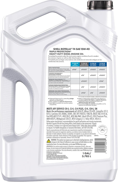 T4 Triple Protection 15W-40 Motor Oil, 1 Gallon (3 Pack)