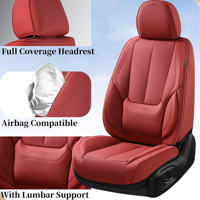 Car Seat Covers Full Set, Seat Covers for Cars, Red Car Seat Covers Front Seats and Back Car Seat Protector Waterproof, Leather Car Seat Cushion Universal Fit for Most Cars Blue