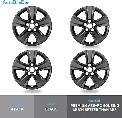 4-Pack Wheel Skins Compatible with Toyota RAV4 / RAV4 Hybrid 2019 2020 2021 2022 2023 2024, 17" 17 Inch Alloy Wheel, Snap-On Wheel Cover Replacement, Black Color