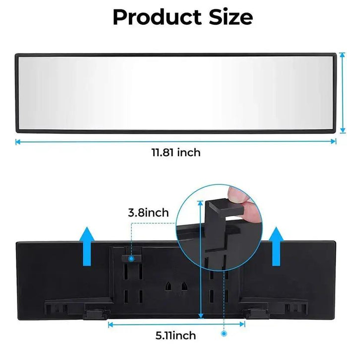 Joytutus 11.81 Inch Universal Panoramic Convex Rearview Mirror, Auto Parts Accessories for Car SUV Trucks, High-Quality Glass, Anti-Fall Design, Reversible for Passengers, Easy Installation, Wider View for Safer Drives, Car Stuff
