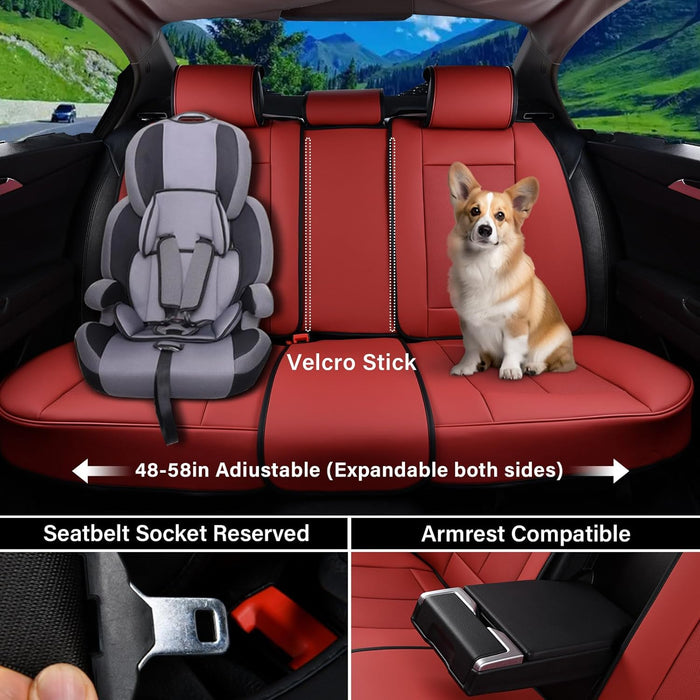 Car Seat Covers Full Set, Seat Covers for Cars, Red Car Seat Covers Front Seats and Back Car Seat Protector Waterproof, Leather Car Seat Cushion Universal Fit for Most Cars Blue