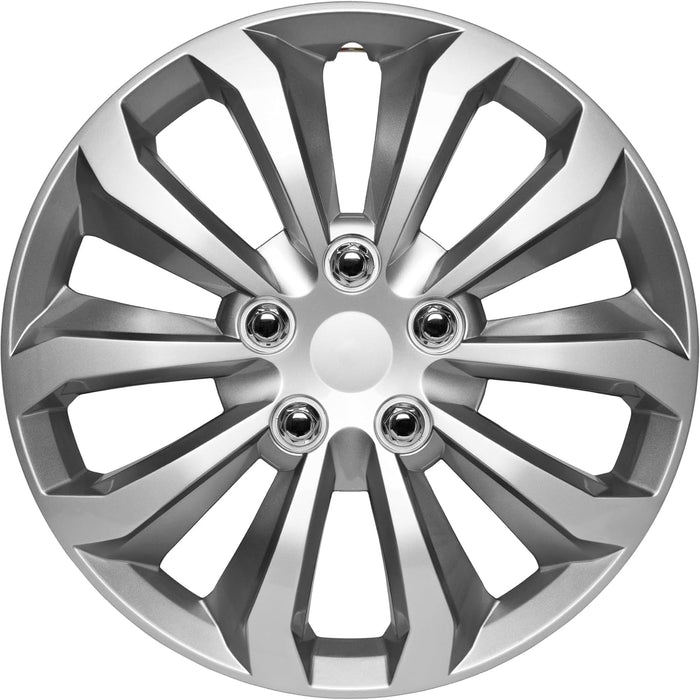 Hubcaps Wheel Covers for Cars Premium Silver and Gunmetal Hubcaps 16" Wheel Rim Cover Replacement Snap on Hubcaps for Toyota Camry Corolla Style Automotive (4-Pack)