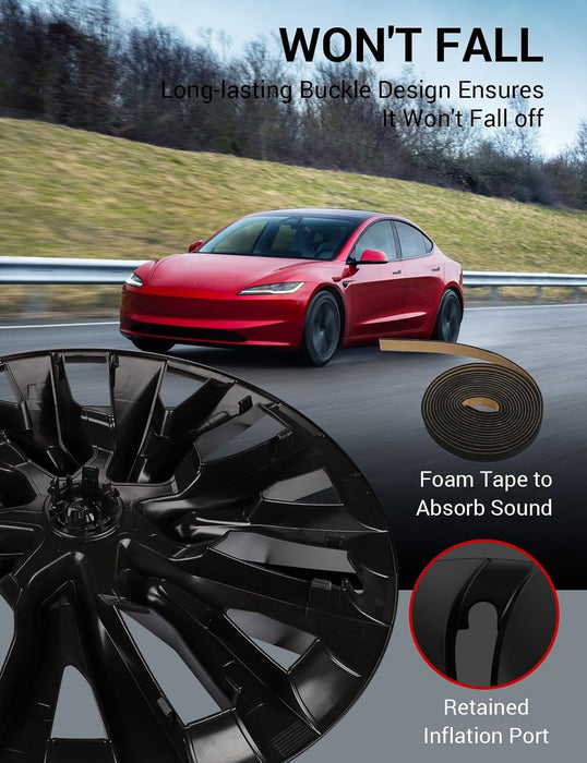 2025 Upgraded Tesla Model 3 Nova Wheel Covers Hubcaps 18 Inch Hub Caps Rim Protectors Cover Replacement Protection for 2024 2025 Model 3 Highland Accessories Silver (Set of 4)