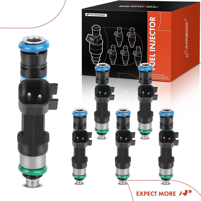 Fuel Injectors Compatible with Jeep Grand Cherokee, Liberty & Dodge Ram 1500, Durango, Nitro, Dakota & Ram 1500, Dakota & Mitsubishi Raider, V6 3.7L, Set of 6, Replace# 0280158020