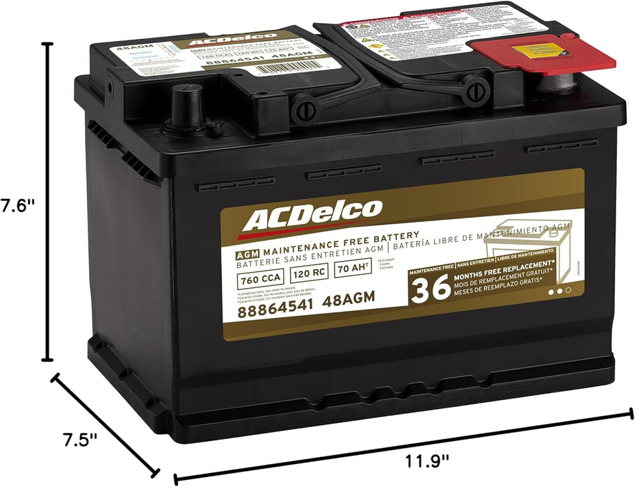 Gold 48AGM (88864541) 36 Month Warranty AGM BCI Group 48 Battery