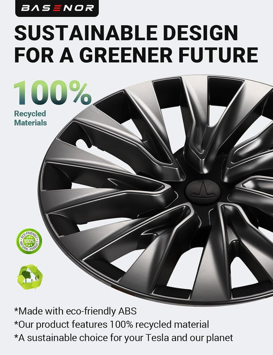 2025 Upgraded Tesla Model 3 Nova Wheel Covers Hubcaps 18 Inch Hub Caps Rim Protectors Cover Replacement Protection for 2024 2025 Model 3 Highland Accessories Silver (Set of 4)