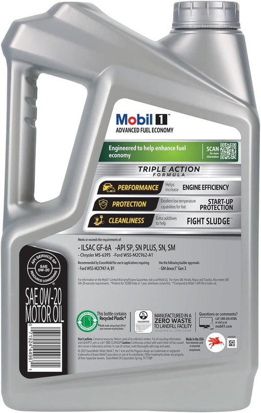 1 Advanced Fuel Economy Full Synthetic Motor Oil 0W-20, 5 Quart