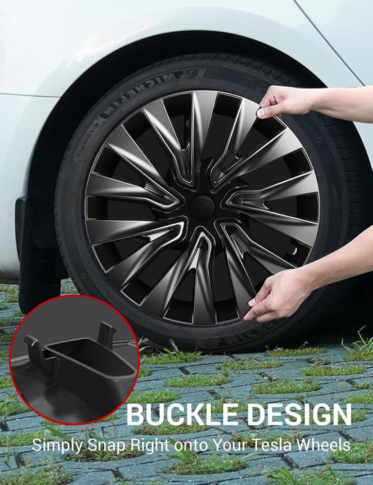 2025 Upgraded Tesla Model 3 Nova Wheel Covers Hubcaps 18 Inch Hub Caps Rim Protectors Cover Replacement Protection for 2024 2025 Model 3 Highland Accessories Silver (Set of 4)