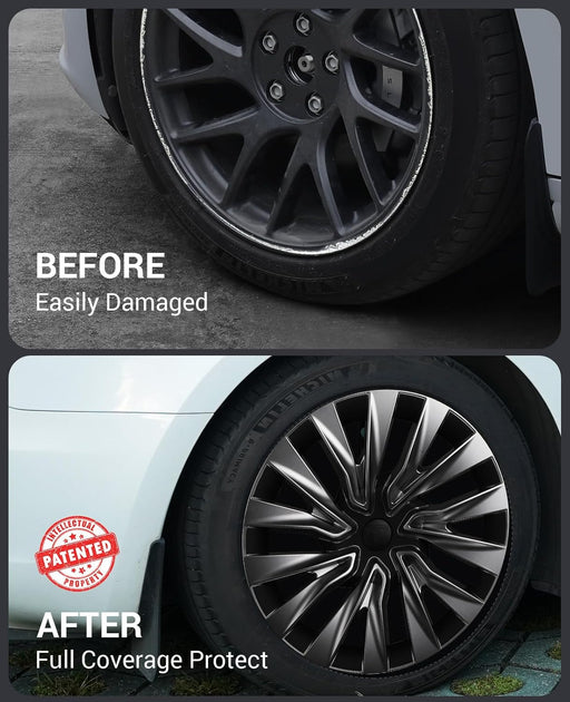 2025 Upgraded Tesla Model 3 Nova Wheel Covers Hubcaps 18 Inch Hub Caps Rim Protectors Cover Replacement Protection for 2024 2025 Model 3 Highland Accessories Silver (Set of 4)