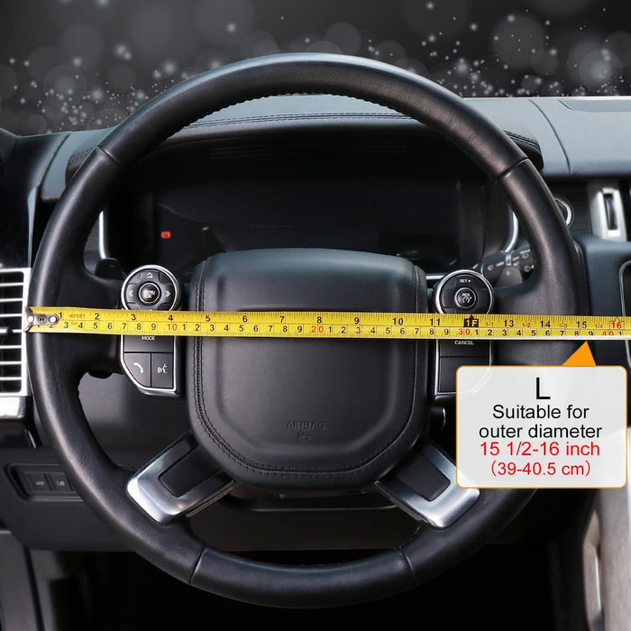 Breathable Car Steering Wheel Cover 16 Inch Auto Universal Leather Wrap Non-Slip Steeringwheel Protector Automotive Interior Accessories, Beige (Suit for 15.5-16 Inch)