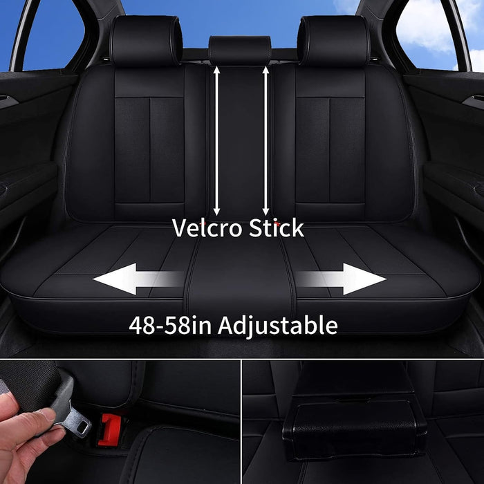 Seat Covers Full Set, Black Seat Covers for Cars 5 Seats, Car Seat Protector, Waterproof Nappa Leather Car Seat Cushion, Front and Rear Car Seat Cover Fit for Most Sedans SUV Pick-Up Truck