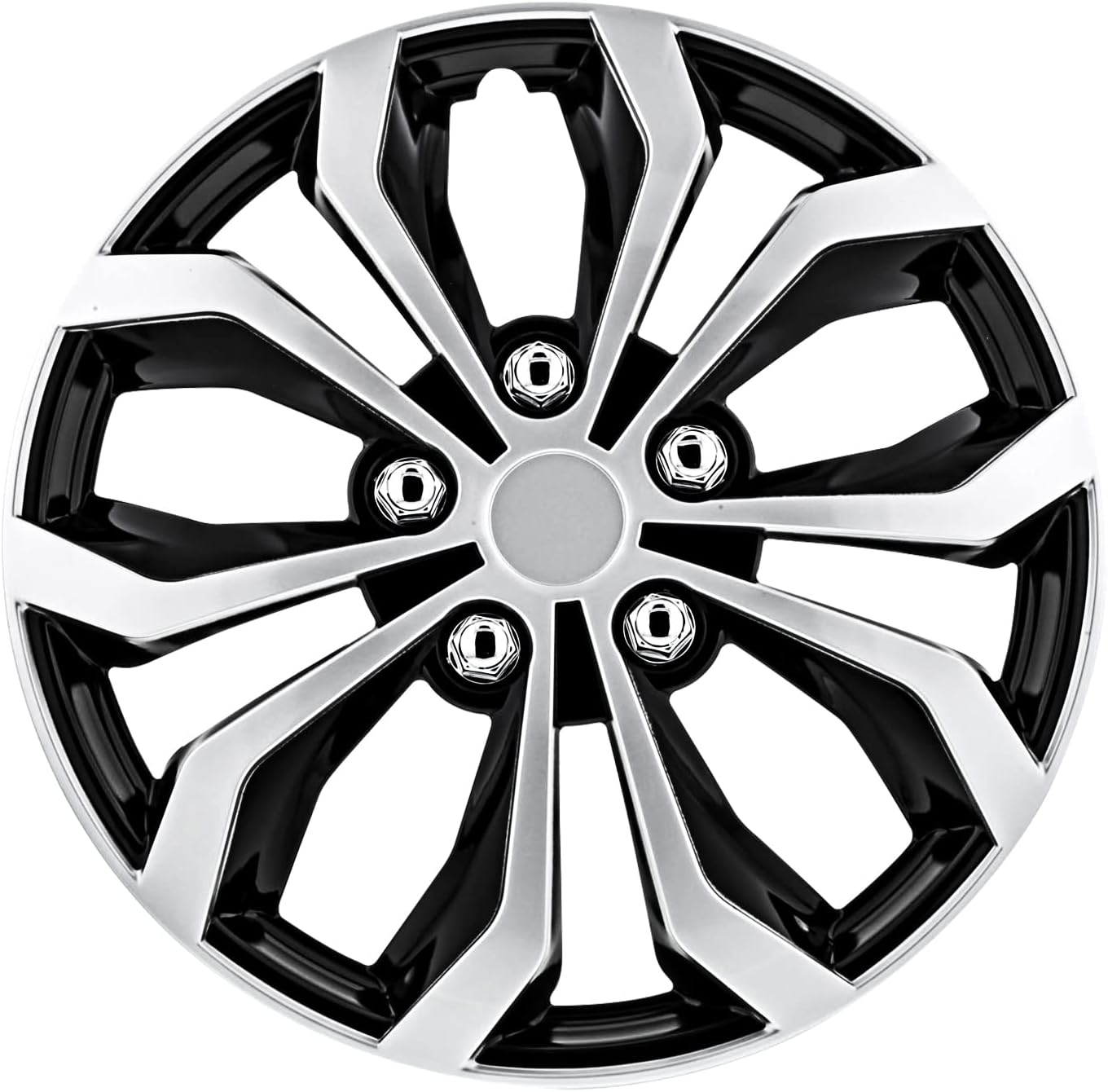 Automotive WH553-16S-BS 16 Inch Spyder Black & Silver Universal Hubcap Wheel Covers for Cars - Set of 4 - Fits Most Cars