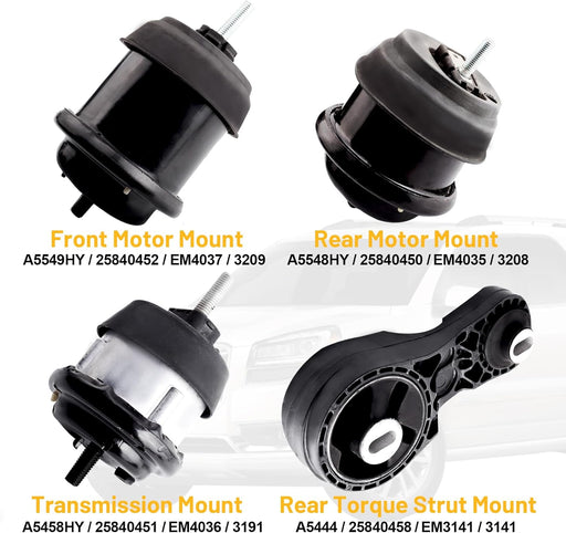 Engine Motor Mount Replacement for 2009-2019 Traverse Enclave Acadia Saturn 3.6L Automatic Transmission, Replace OE A5444 A5548HY A5549HY A5458HY