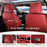 Transform Your Ride with Our Stylish 5-Piece Waterproof Nappa Leather Car Seat Cover Set - Universal Fit in Red & White with Head Pillow