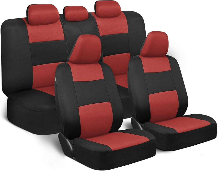 Revamp Your Ride with Our Stylish Red and Black PolyPro Car Seat Covers Full Set – Easy Installation for Front and Rear Seats in Trucks, Vans, and SUVs