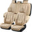 Universal Leather Car Seat Covers Full Set for Cars, SUVs & Trucks – Waterproof Front & Rear Seat Covers, Airbag Compatible, Beige, Fits Most Vehicles