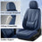 Premium Blue Leather Seat Covers Full Set for Cars - Universal Fit Front and Rear Protection with Waterproof and Stain Resistant Features
