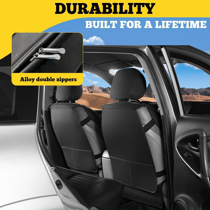 Front Car Seat Covers, Faux Nappa Leather, Airbag Compatible and Waterproof Protectors for Sedans Suvs, Breathable Anti-Slip Interior for Commuters and Rideshare, Black