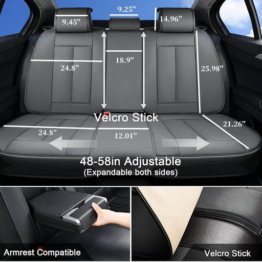 Car Seat Covers Full Set, Seat Covers for Cars, Gray Car Seat Protector Waterproof, Nappa Leather Car Seat Cushion, Car Seat Covers Front Seats and Back Fit for Most Cars