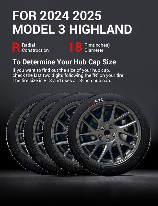 2025 Upgraded Tesla Model 3 Nova Wheel Covers Hubcaps 18 Inch Hub Caps Rim Protectors Cover Replacement Protection for 2024 2025 Model 3 Highland Accessories Silver (Set of 4)