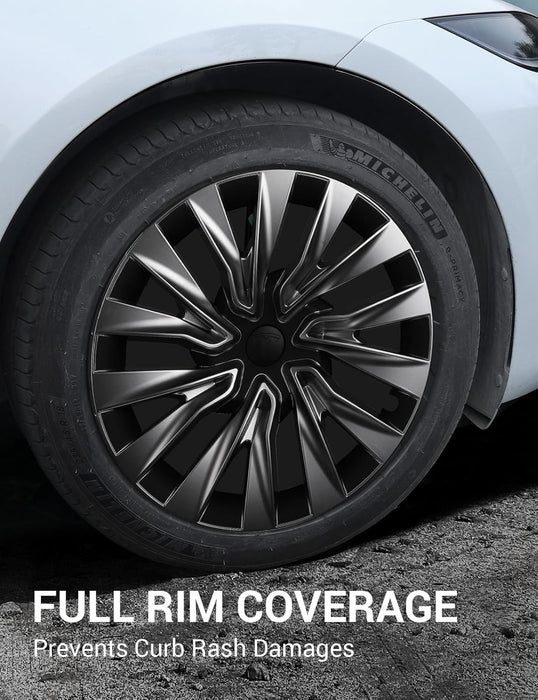 2025 Upgraded Tesla Model 3 Nova Wheel Covers Hubcaps 18 Inch Hub Caps Rim Protectors Cover Replacement Protection for 2024 2025 Model 3 Highland Accessories Silver (Set of 4)