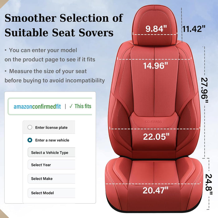 Car Seat Covers Full Set, Seat Covers for Cars, Red Car Seat Covers Front Seats and Back Car Seat Protector Waterproof, Leather Car Seat Cushion Universal Fit for Most Cars Blue