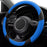 Black and Blue Microfiber Leather Steering Wheel Cover，Universal 15 Inch Steering Wheel Covers for Car Truck Suv，Breathable, anti Slip & Odor Free(Black+Blue)…