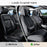  Leather Seat Covers Full Set, 5 Seats Seat Covers for Cars, Waterproof Nappa Leather Car Seat Covers with Head Pillow, Seat Protectors Car Seat Cushion Universal Fit for Most Cars (Gray&Black)