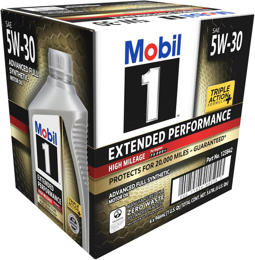 1 Extended Performance High Mileage Full Synthetic Motor Oil 5W-30, 1 Quart (6-Pack)