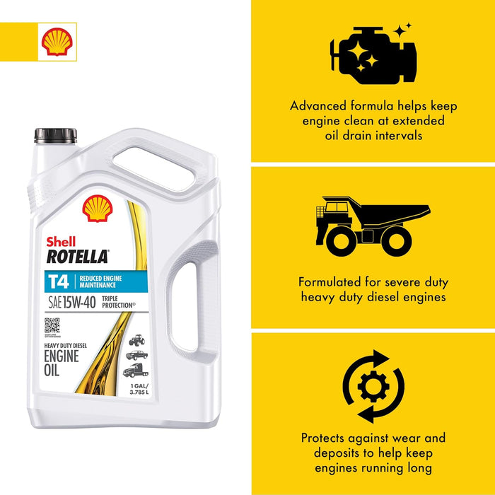 T4 Triple Protection 15W-40 Motor Oil, 1 Gallon (3 Pack)