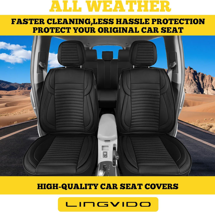 Front Car Seat Covers, Faux Nappa Leather, Airbag Compatible and Waterproof Protectors for Sedans Suvs, Breathable Anti-Slip Interior for Commuters and Rideshare, Black