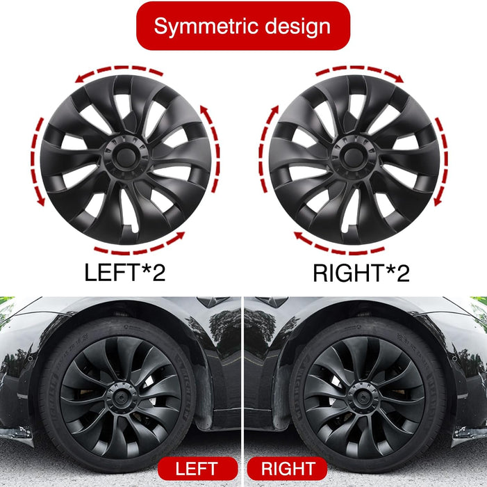 Fits Tesla Model 3 Wheel Cover Hubcap 18 Inch Matte Black Support Logo Symmetry Design (4 PCS) Uberturbine Style for 2017-2023 Model 3 Aero Wheel Cover Replacement