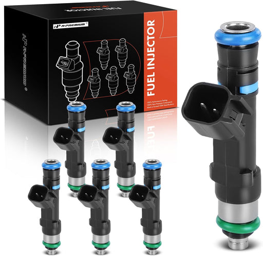 Fuel Injectors Compatible with Jeep Grand Cherokee, Liberty & Dodge Ram 1500, Durango, Nitro, Dakota & Ram 1500, Dakota & Mitsubishi Raider, V6 3.7L, Set of 6, Replace# 0280158020