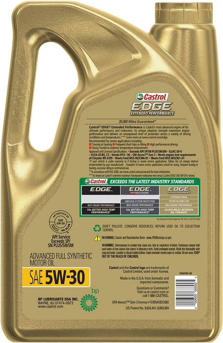 Edge Extended Performance 5W-30 Advanced Full Synthetic Motor Oil, 5 Quart