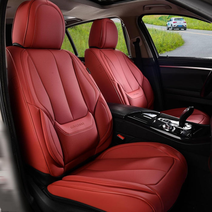 Car Seat Covers Full Set, Seat Covers for Cars, Red Car Seat Covers Front Seats and Back Car Seat Protector Waterproof, Leather Car Seat Cushion Universal Fit for Most Cars Blue