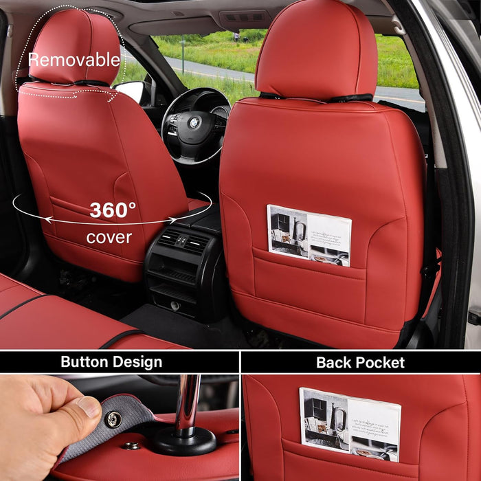 Car Seat Covers Full Set, Seat Covers for Cars, Red Car Seat Covers Front Seats and Back Car Seat Protector Waterproof, Leather Car Seat Cushion Universal Fit for Most Cars Blue